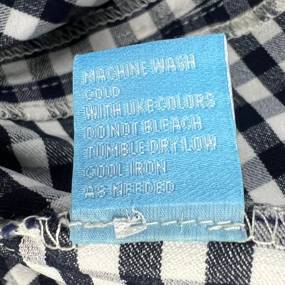 J McLaughlin Georgina Ankle Pant Women 2 Blue White Gingham Check Stretch Preppy - Picture 12 of 13